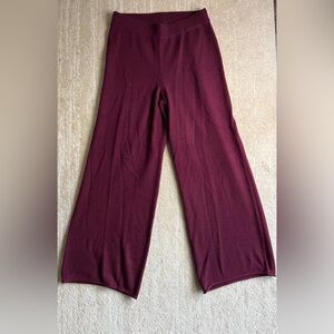 Lou & Grey Deep Red Knit Flare Sweatpants 100% cashmere